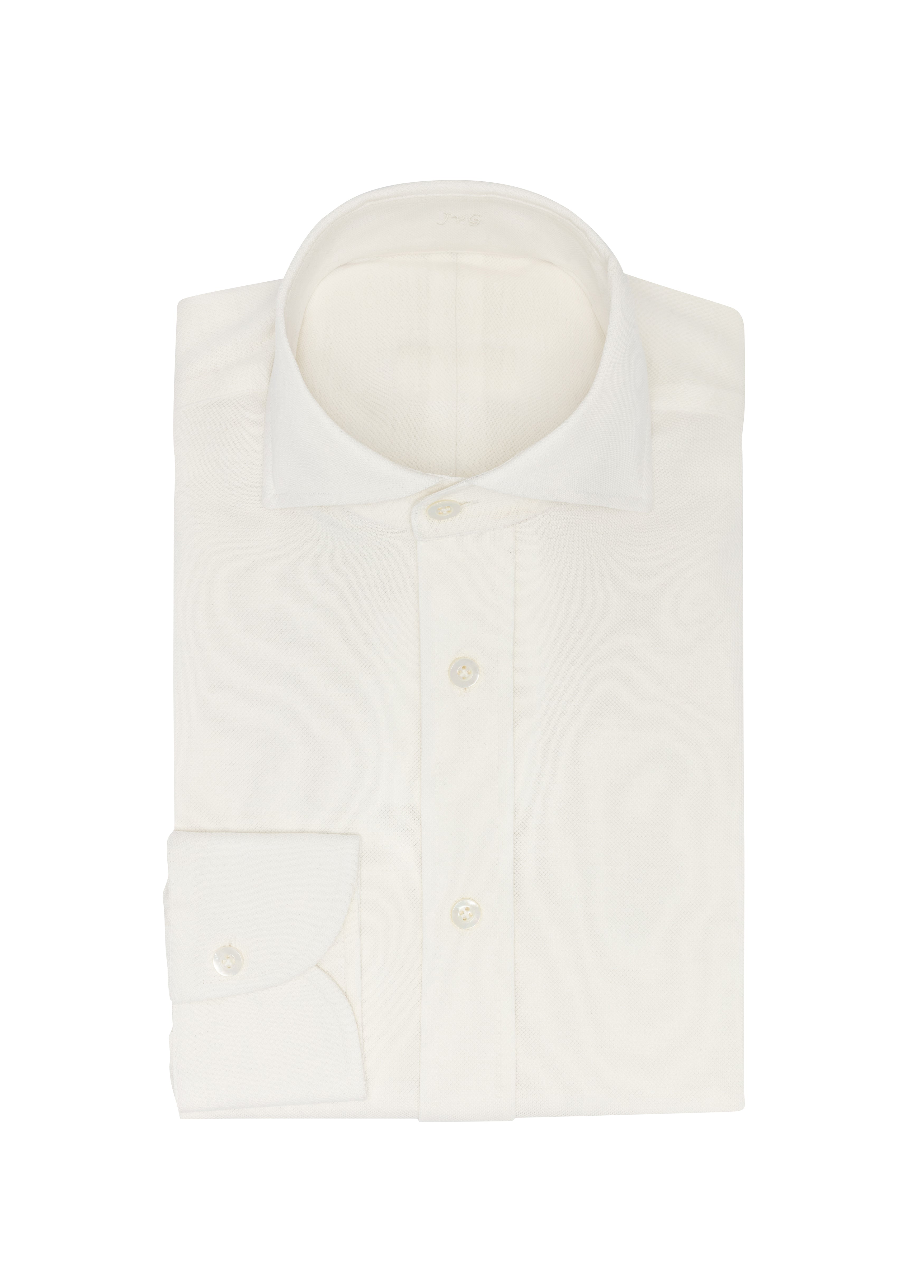 Ivory Cotton Piqué Knit Shirt