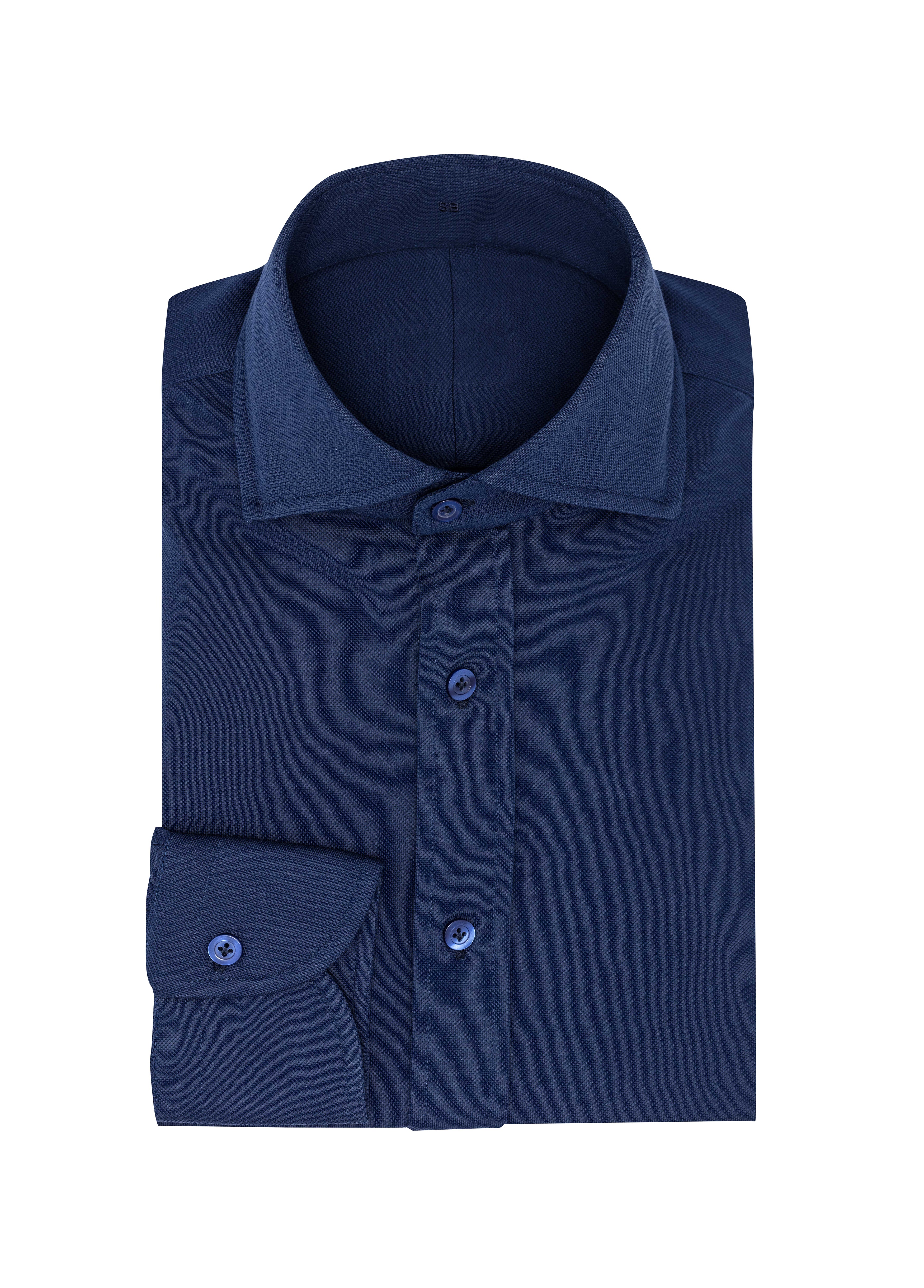 Royal Blue Cotton Piqué Knit Shirt