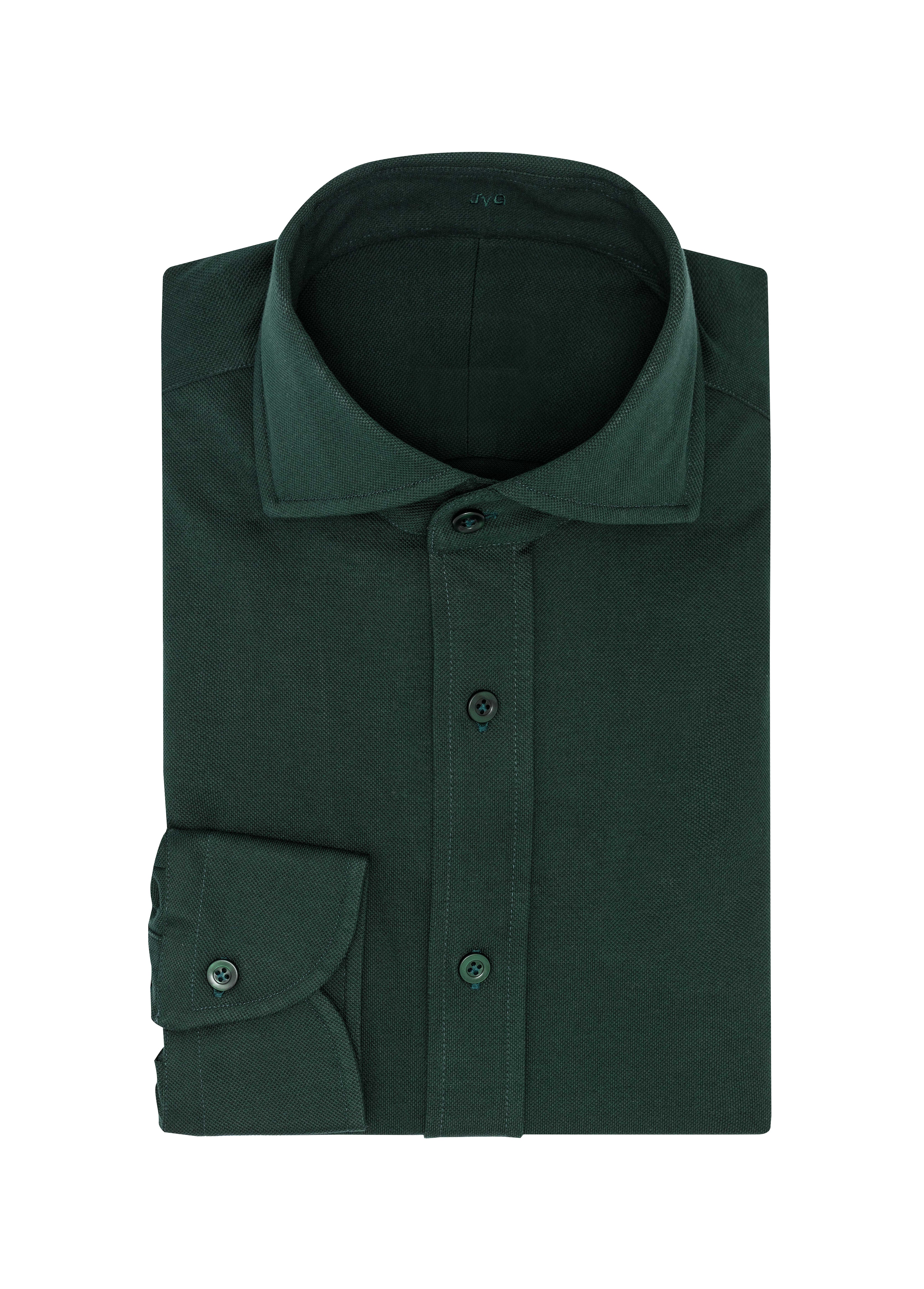 Dark Green Cotton Piqué Knit Shirt