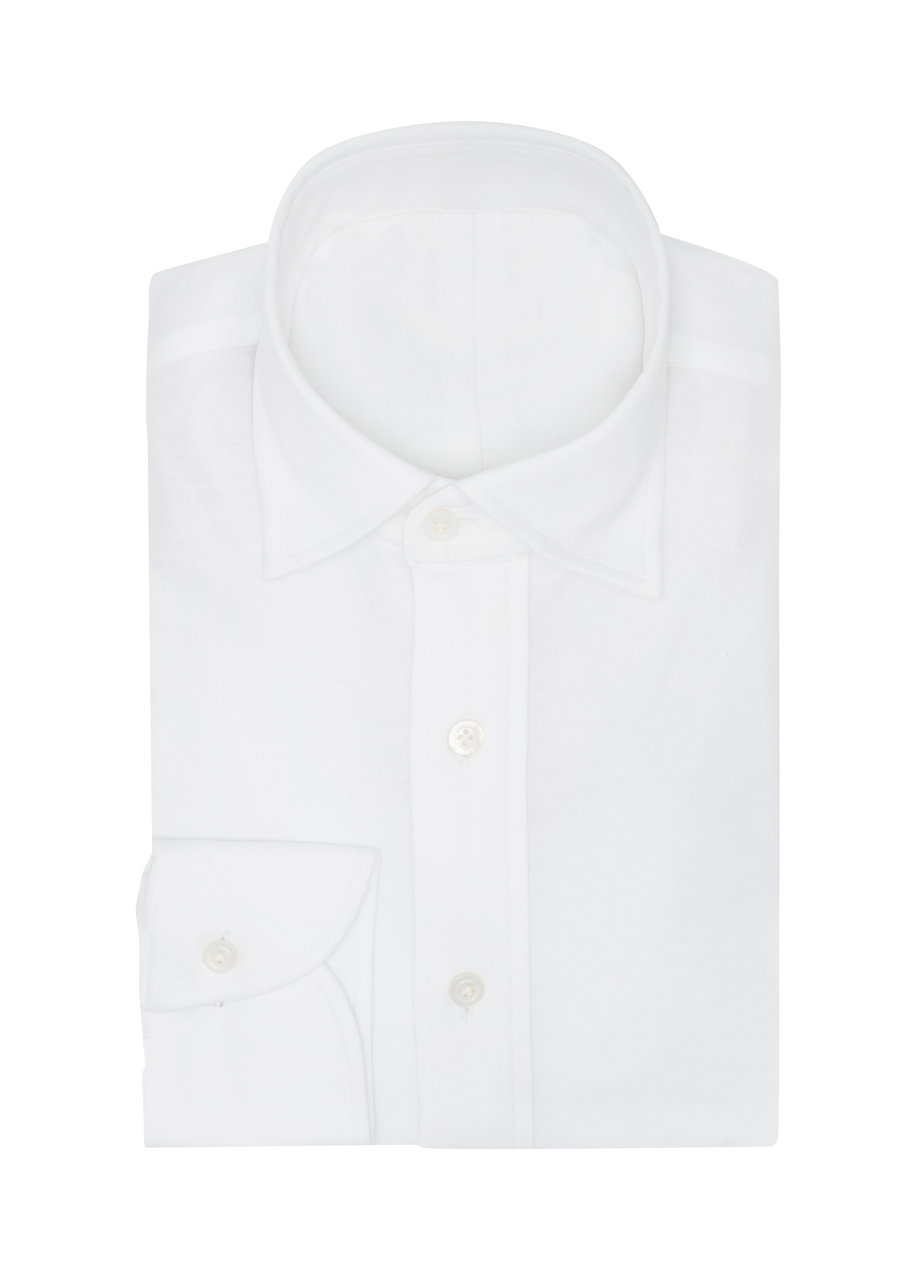 White Cotton Interlock Knit Shirt