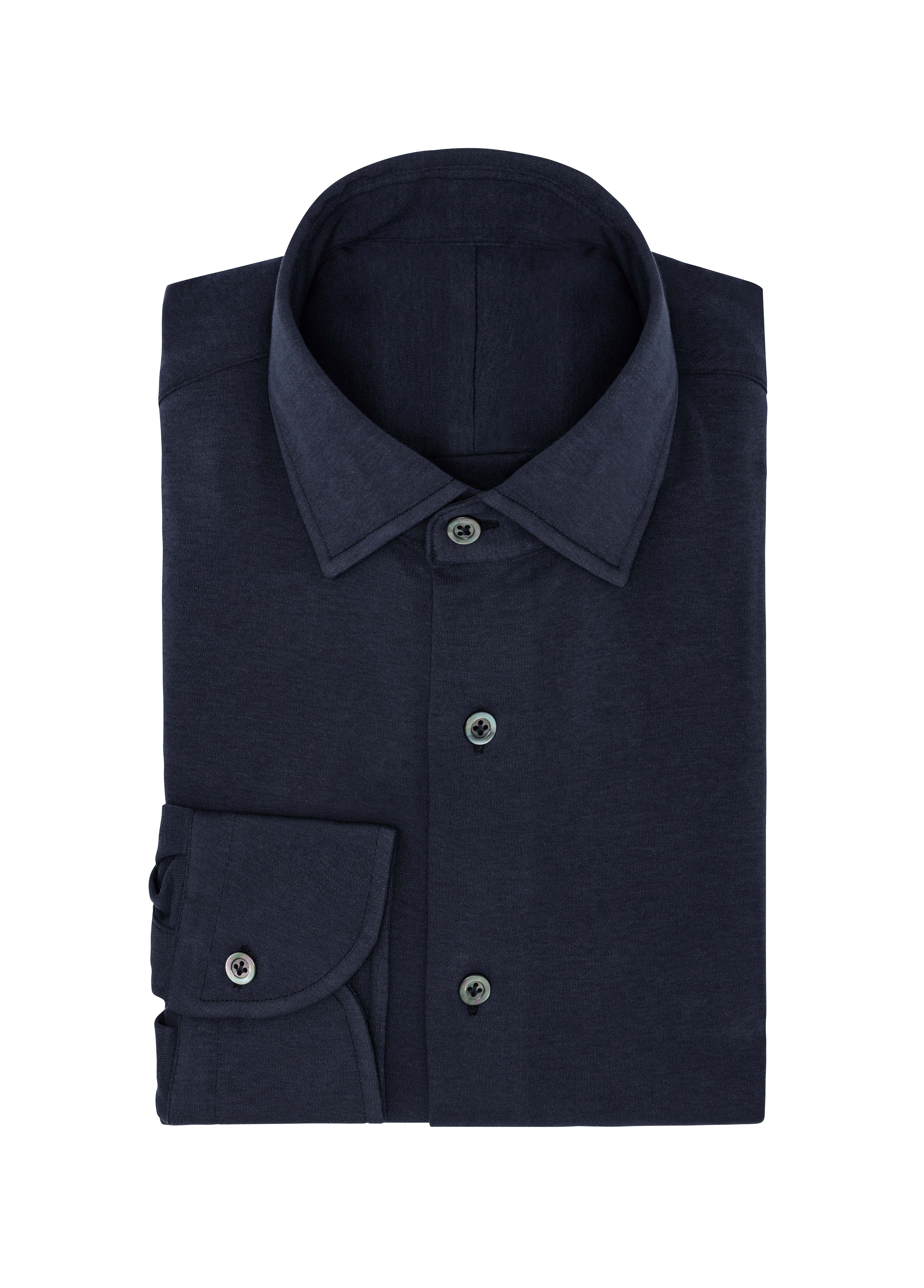Navy Blue Cotton Interlock Knit Shirt