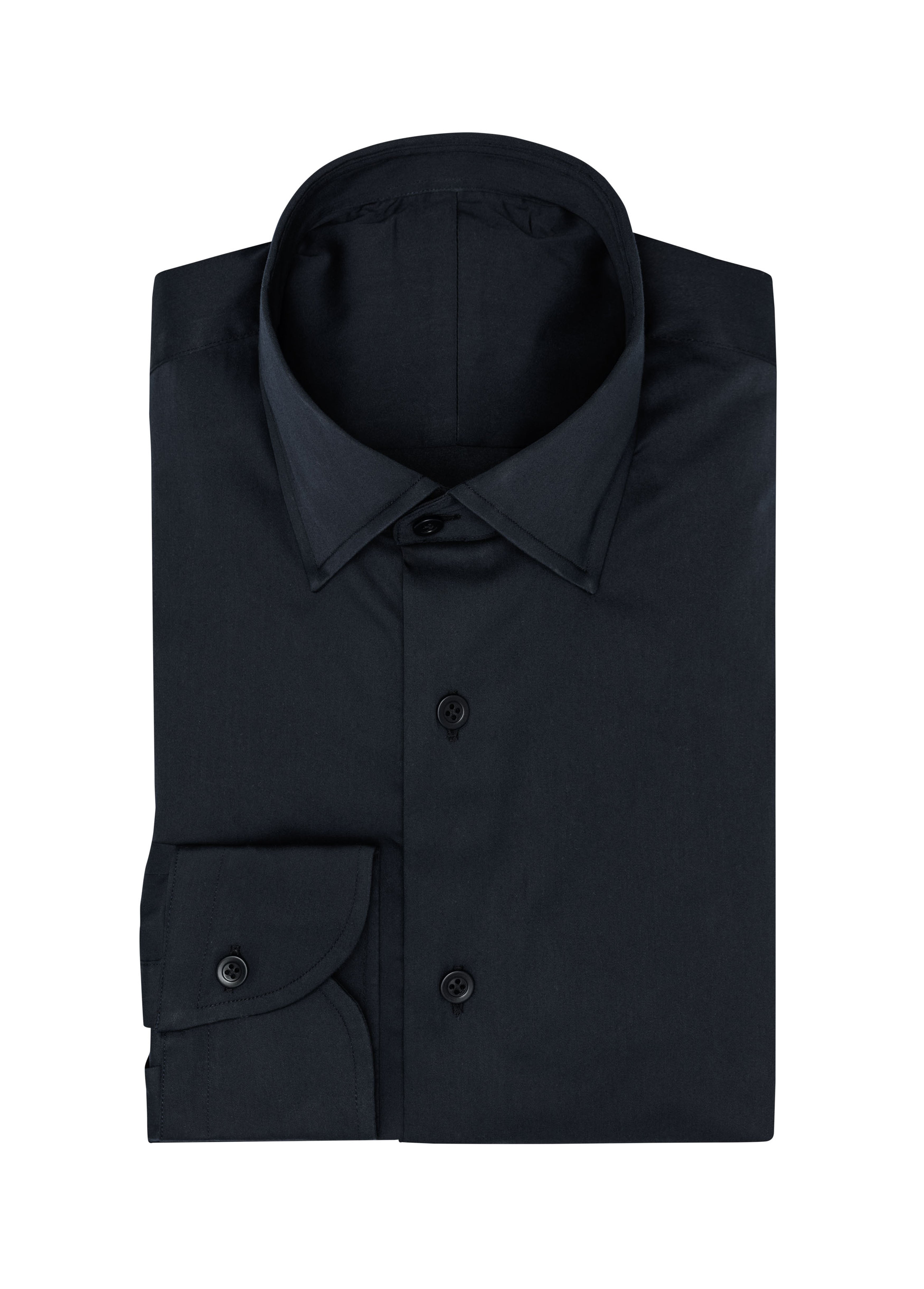 Midnight Blue Stretch Cotton Blend Sateen Shirt