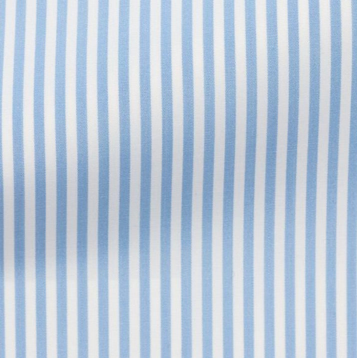 White Cotton Poplin W/ Sky Blue Bengal Stripe Shirt