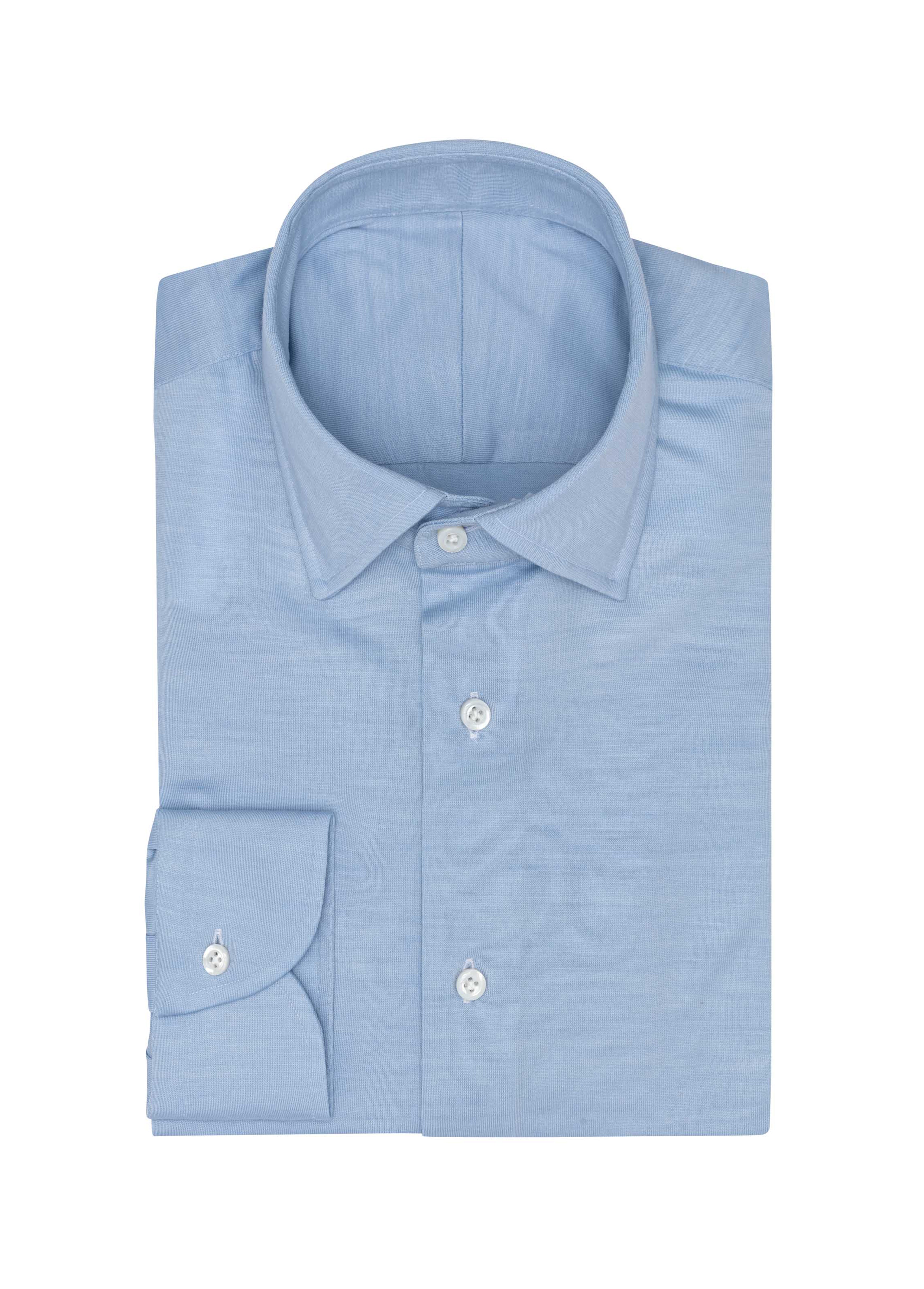 Sky Blue S120 Wool Jersey Shirt