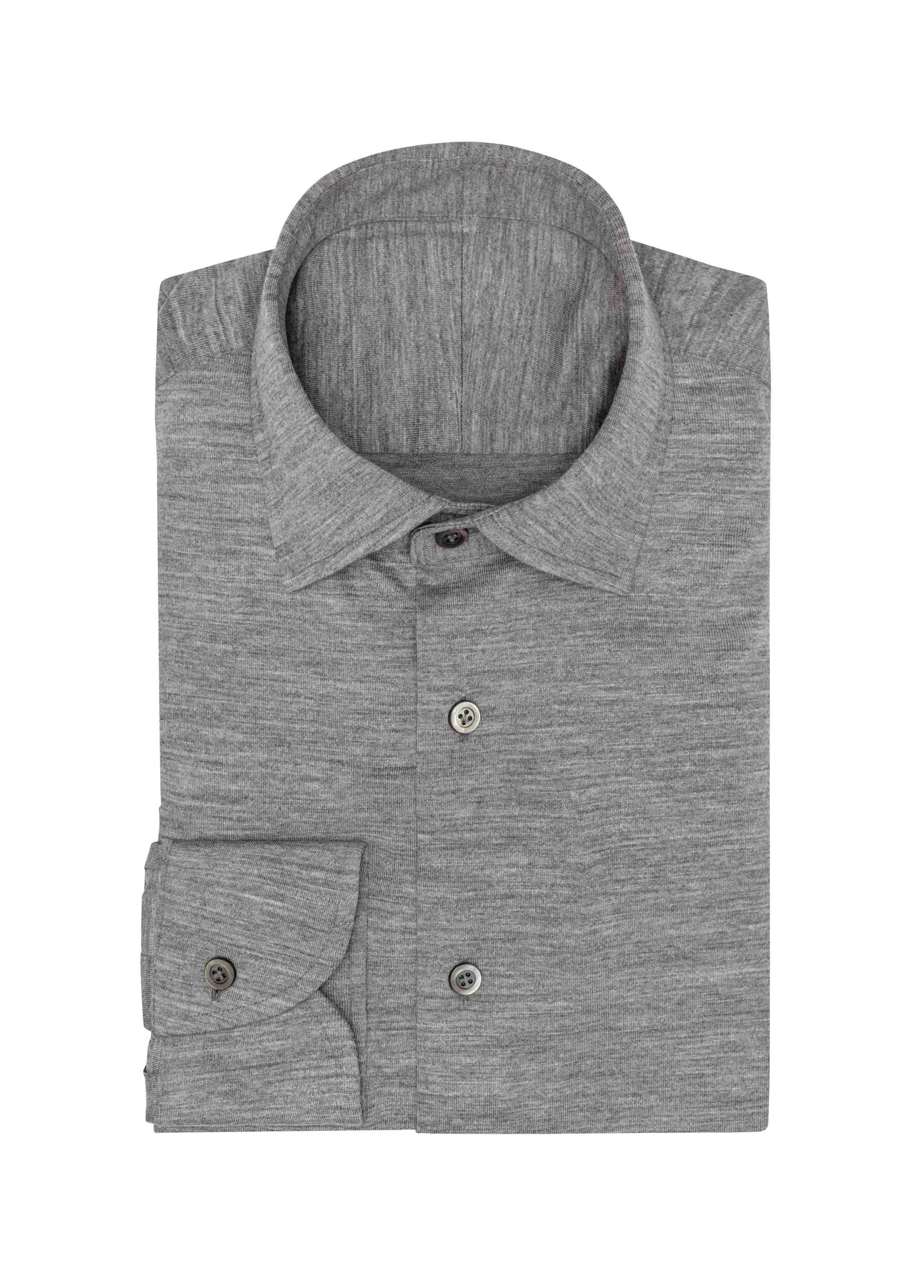 Light Grey S120 Wool Jersey Shirt
