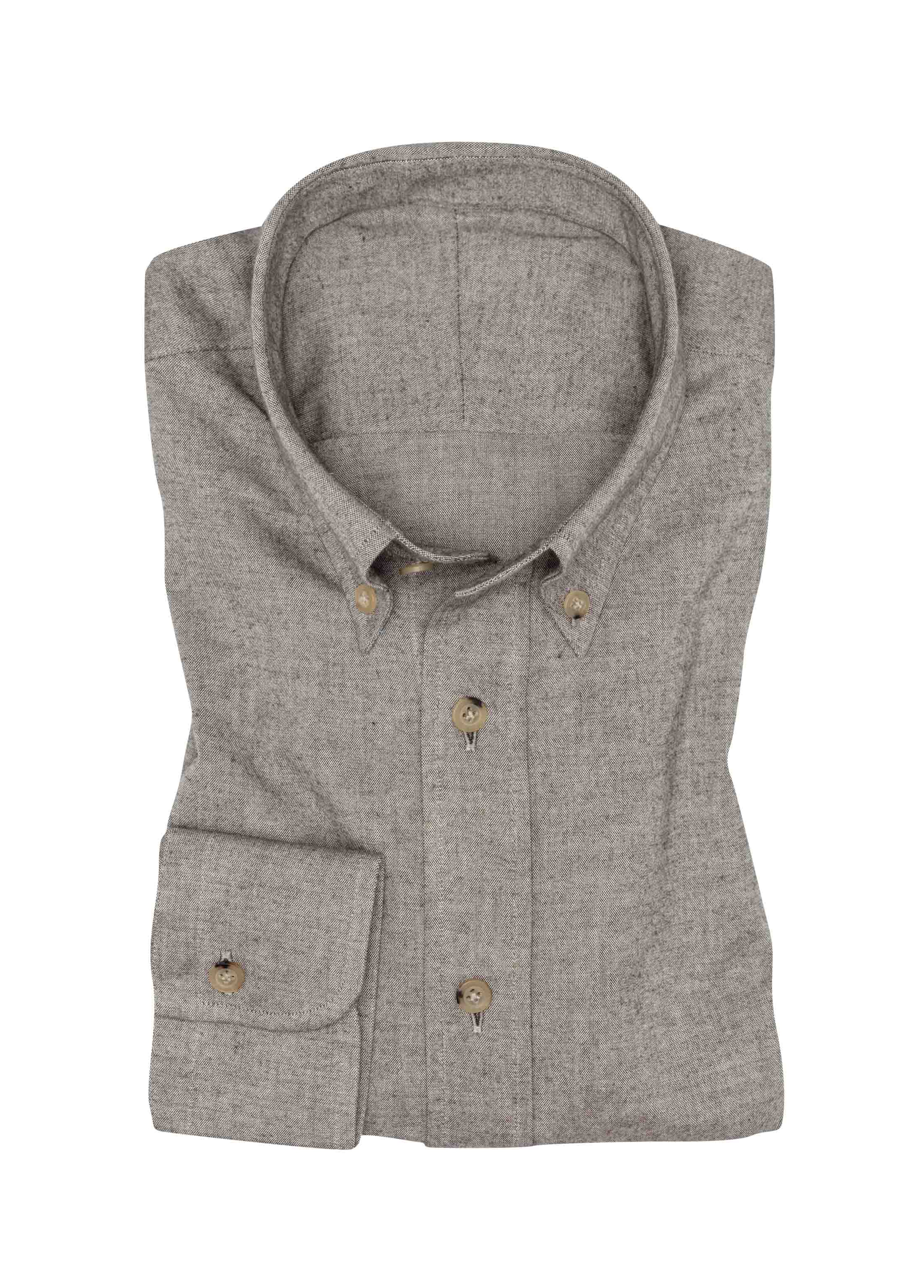 Light Brown Chambray Cotton Flannel Shirt