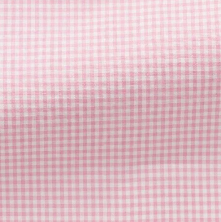 White Cotton Poplin W/ Light Pink Gingham Check Shirt