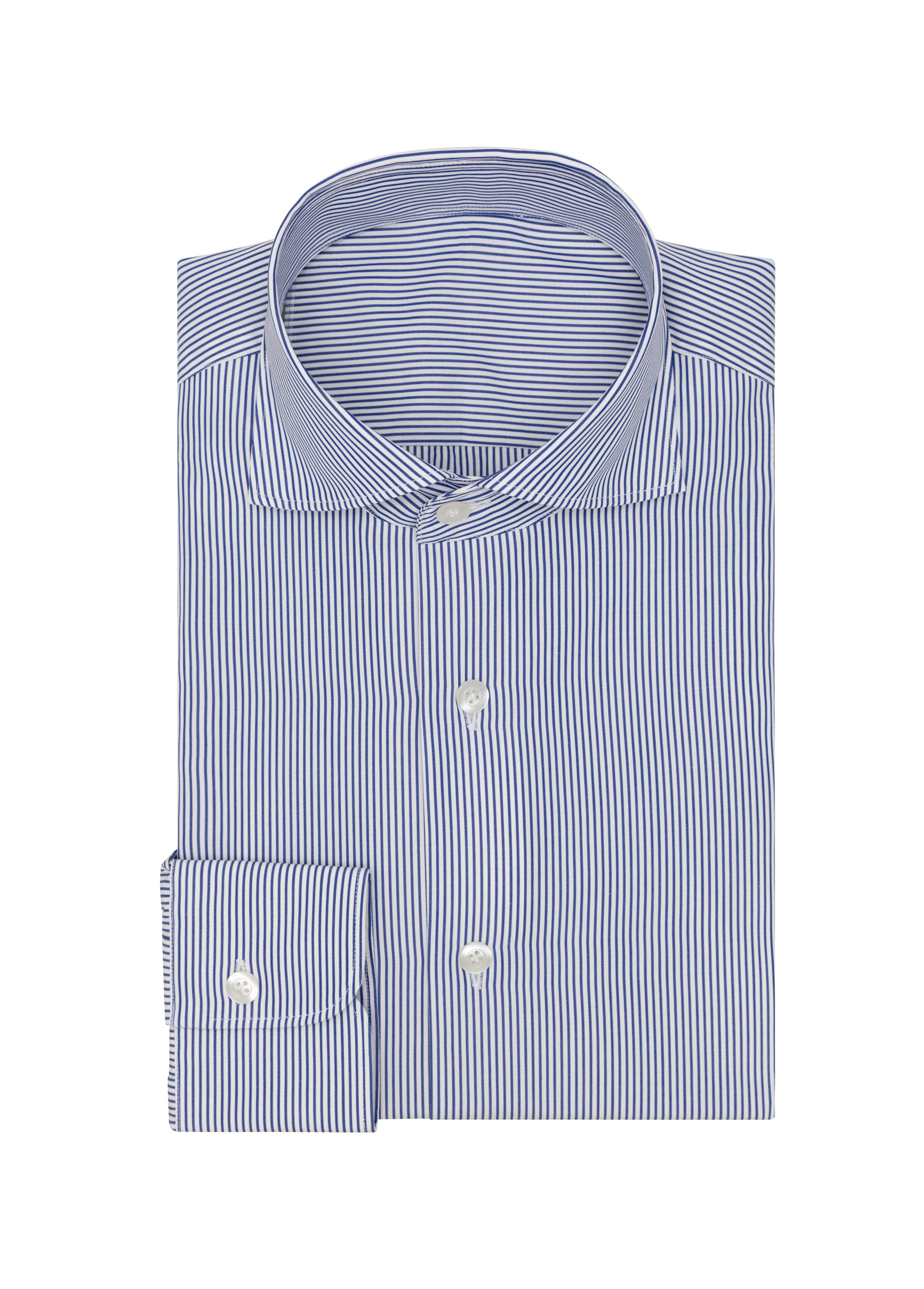 White Cotton Poplin W/ Blue Candy Stripe Shirt