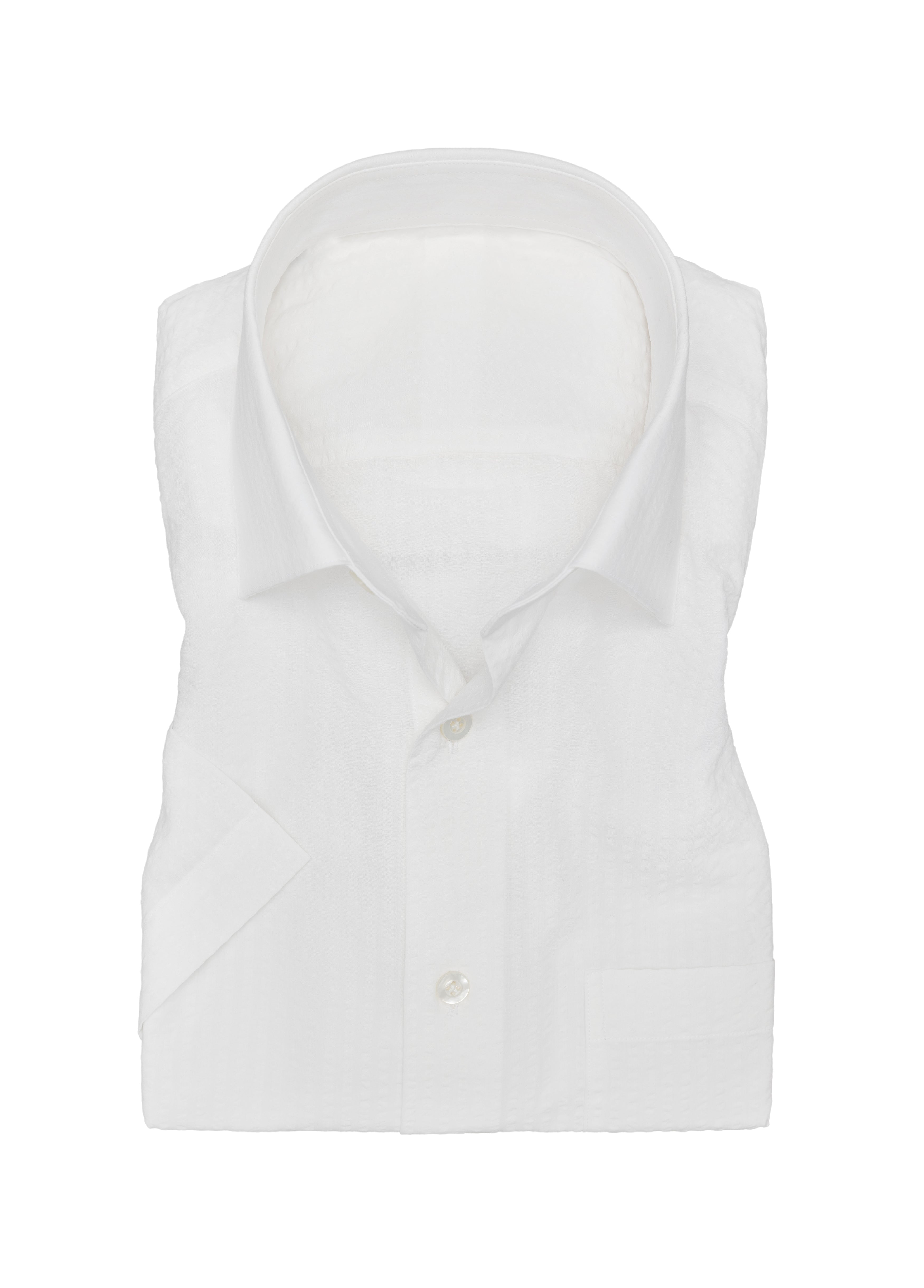 White Cotton Seersucker Shirt