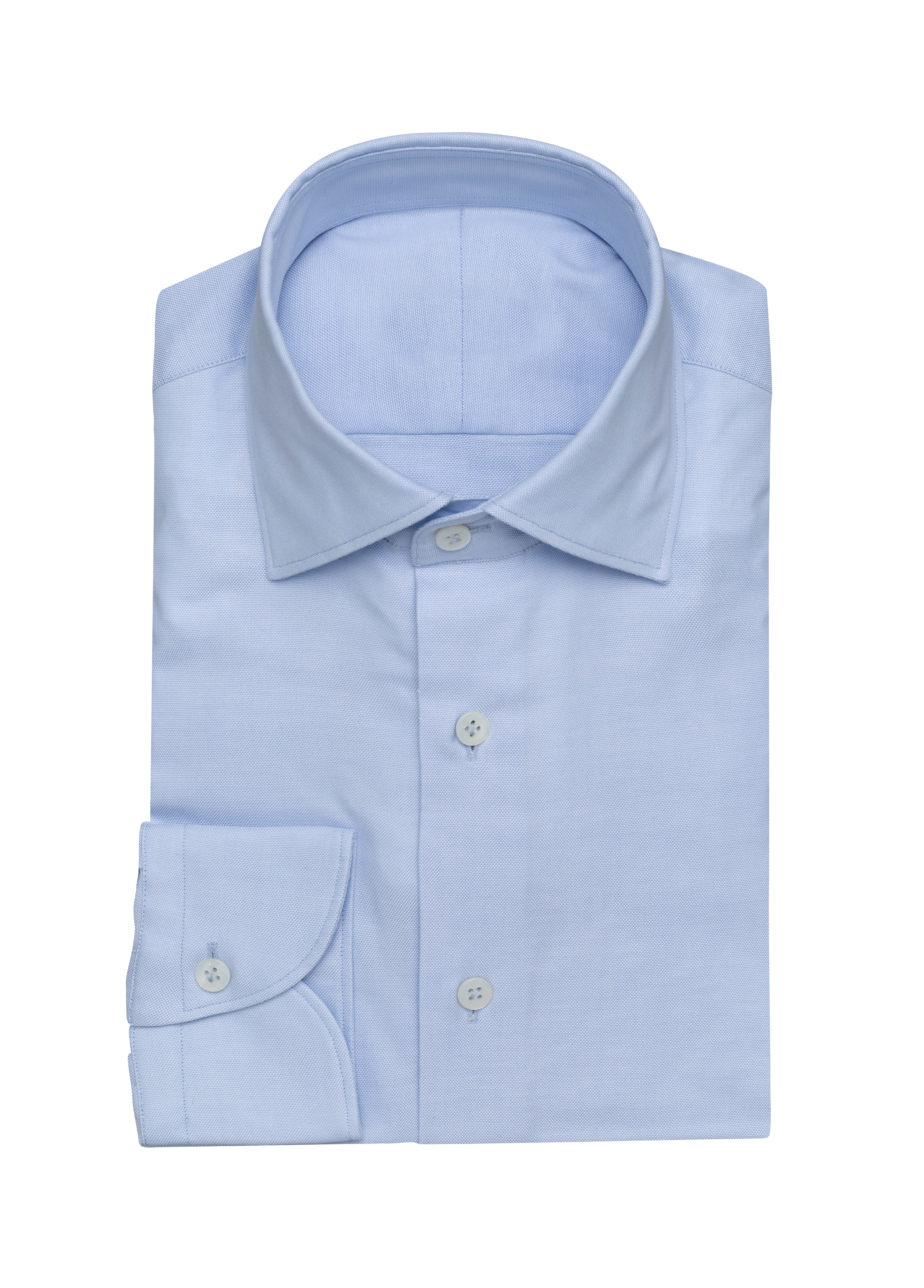 Light Blue Natural Stretch Cotton Oxford Shirt