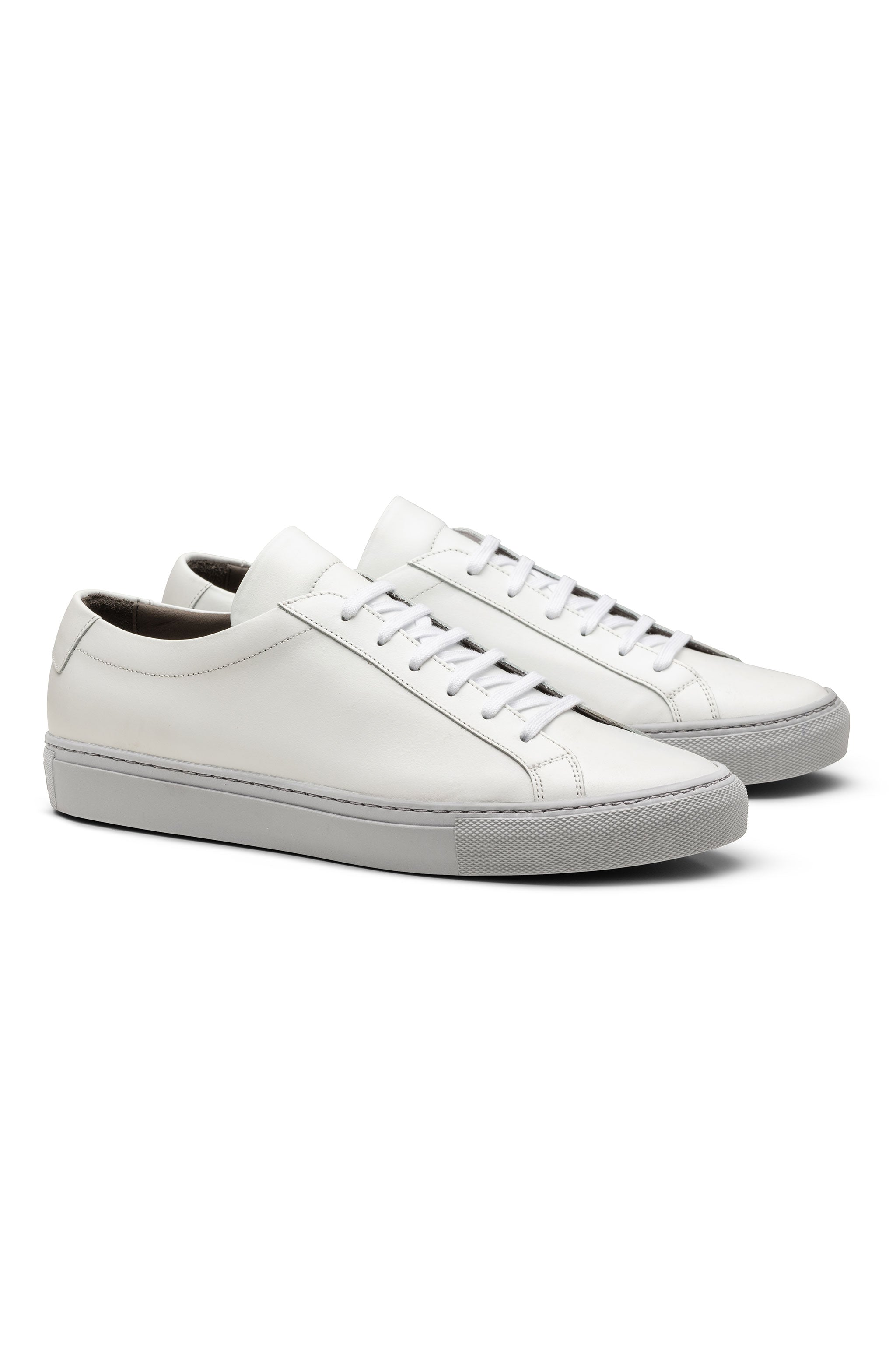 White Calf Light Grey Gum Sole Low Sneaker