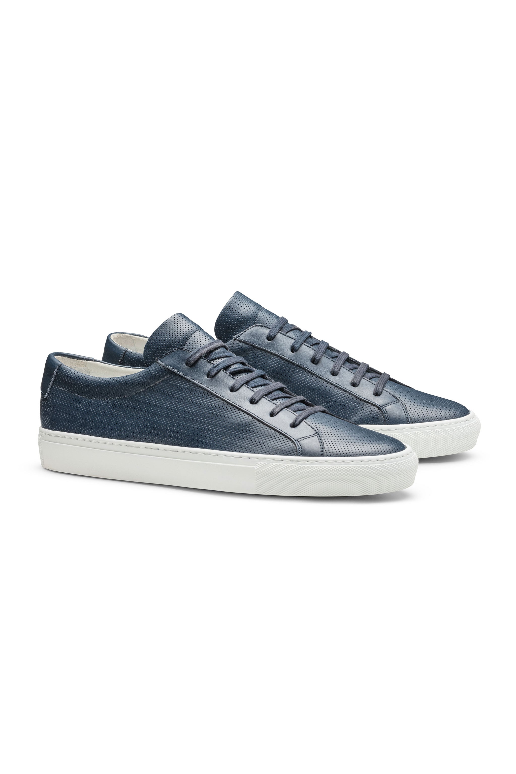 White Perforated Calf Low Sneaker