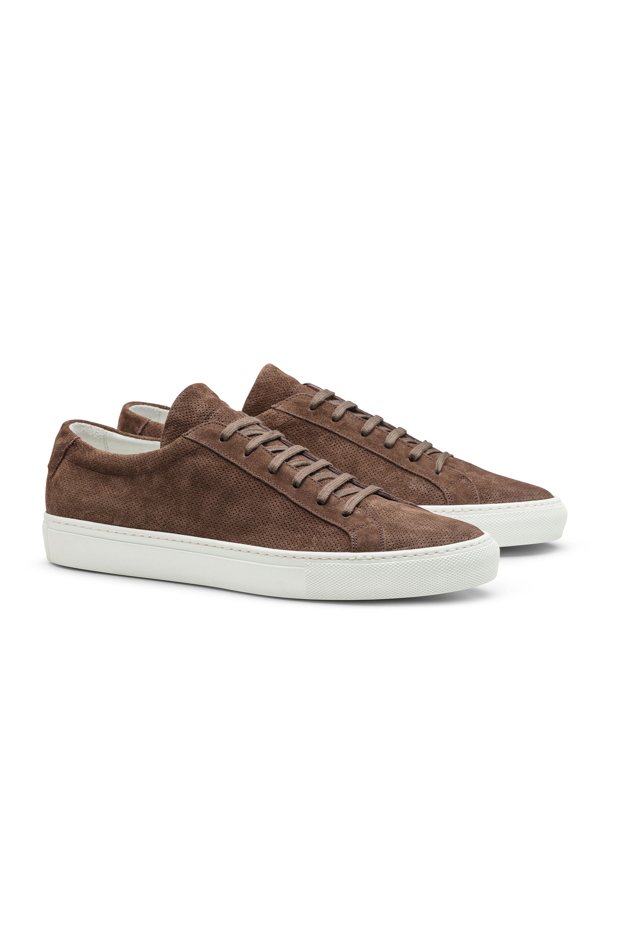 Perforated Chocolate Brown Summer Suede Low Sneaker