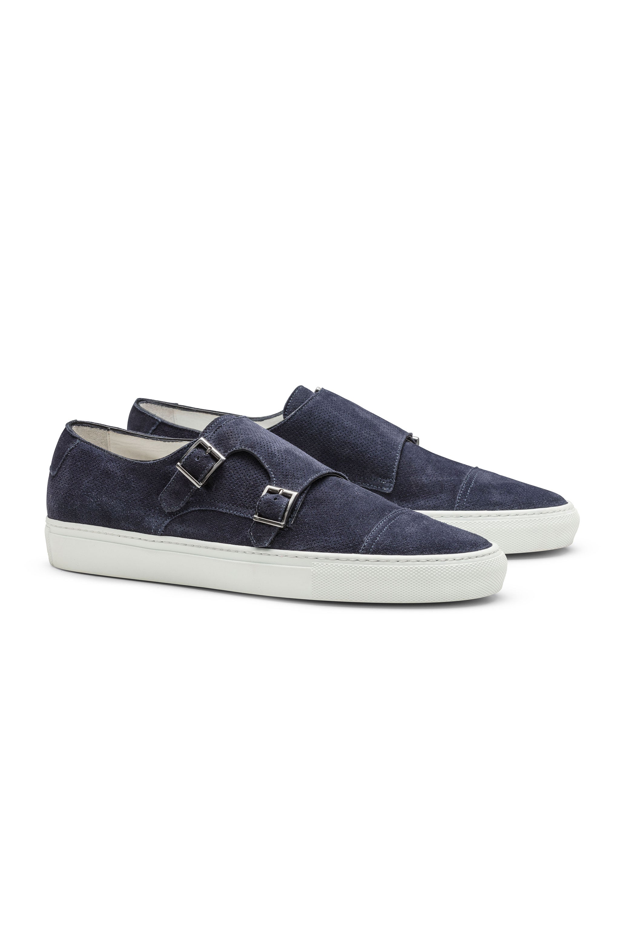Perforated Midnight Blue Summer Suede Double Monk Sneaker