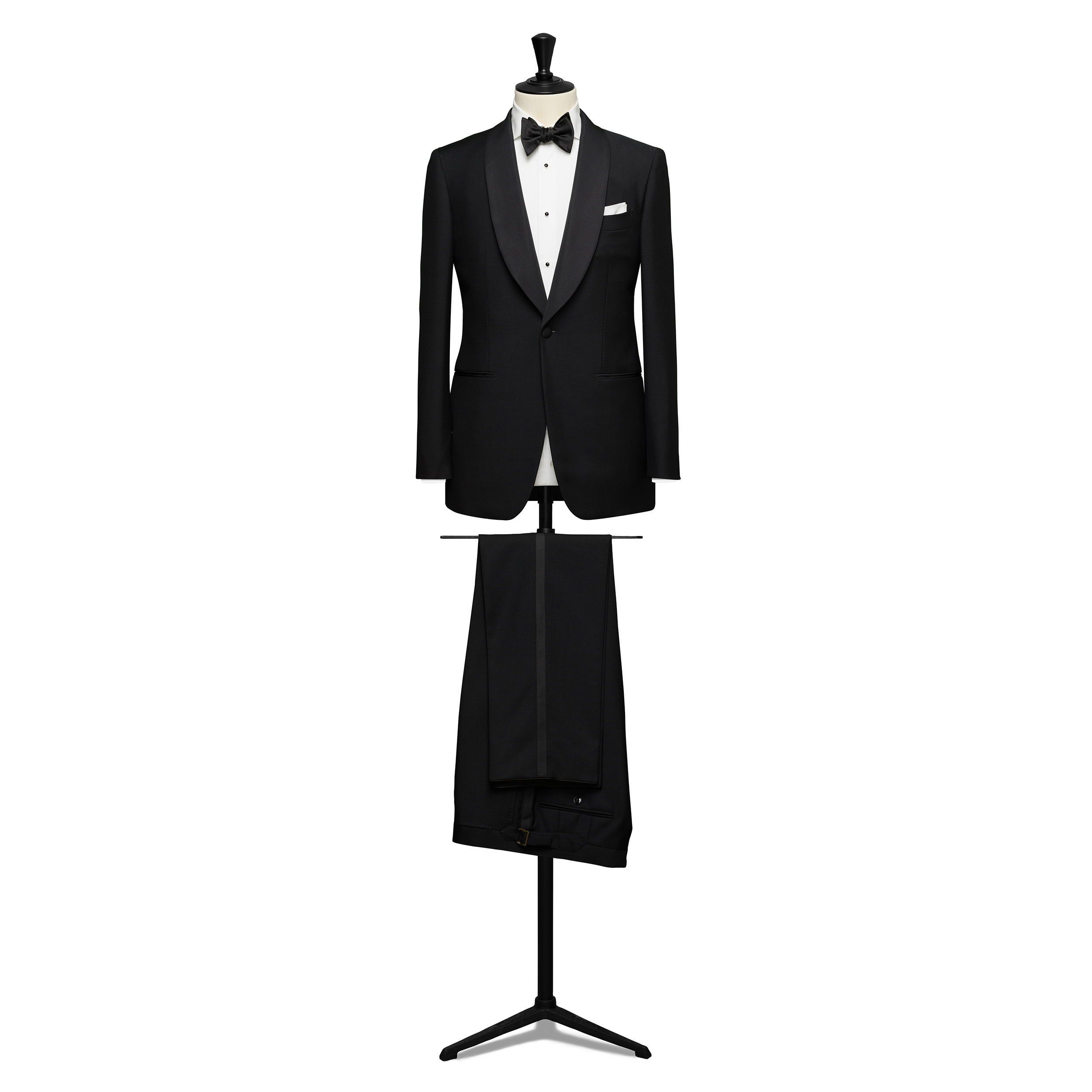 Black Wool-Mohair Barathea Tuxedo