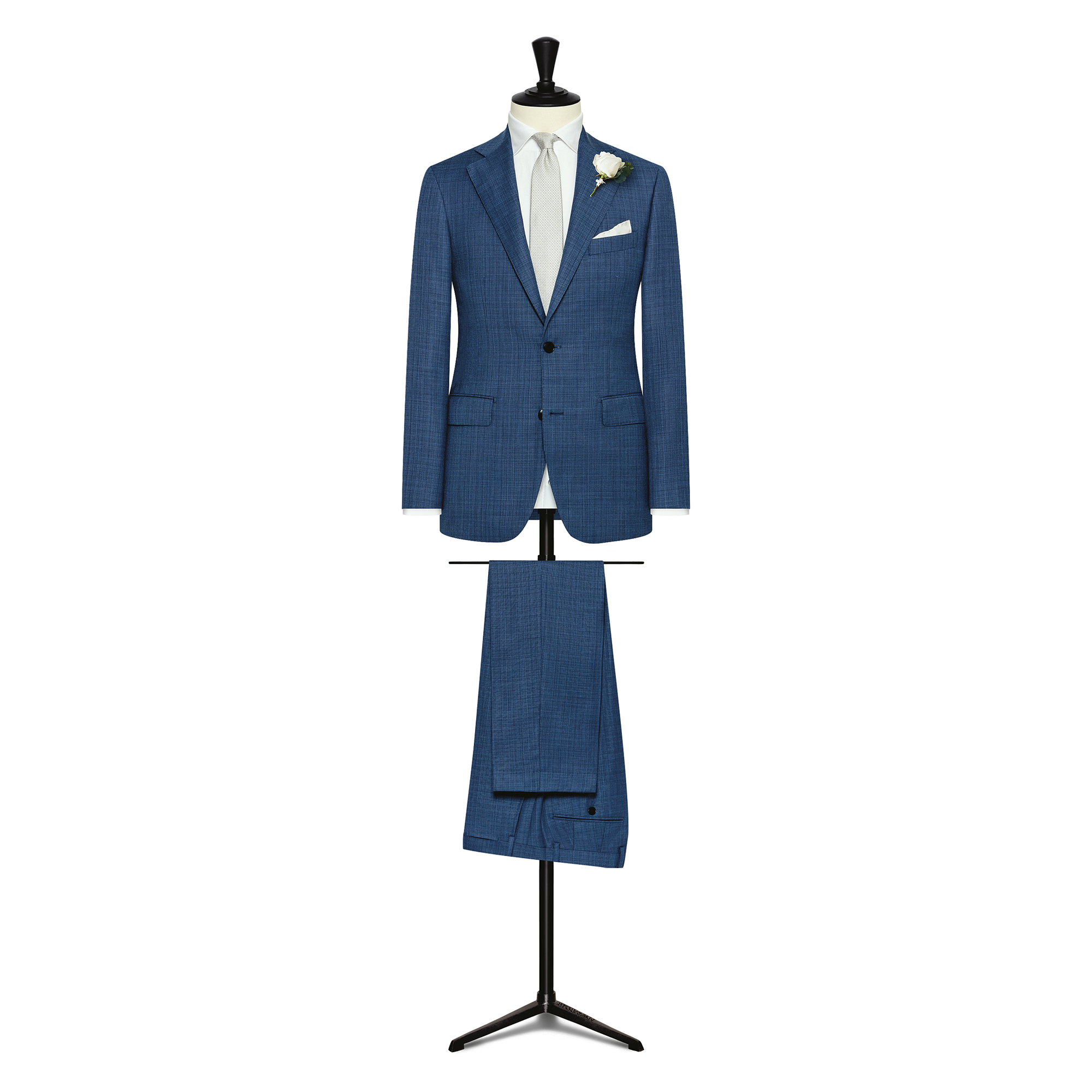 Medium Blue Wool Fancy Weave Suit