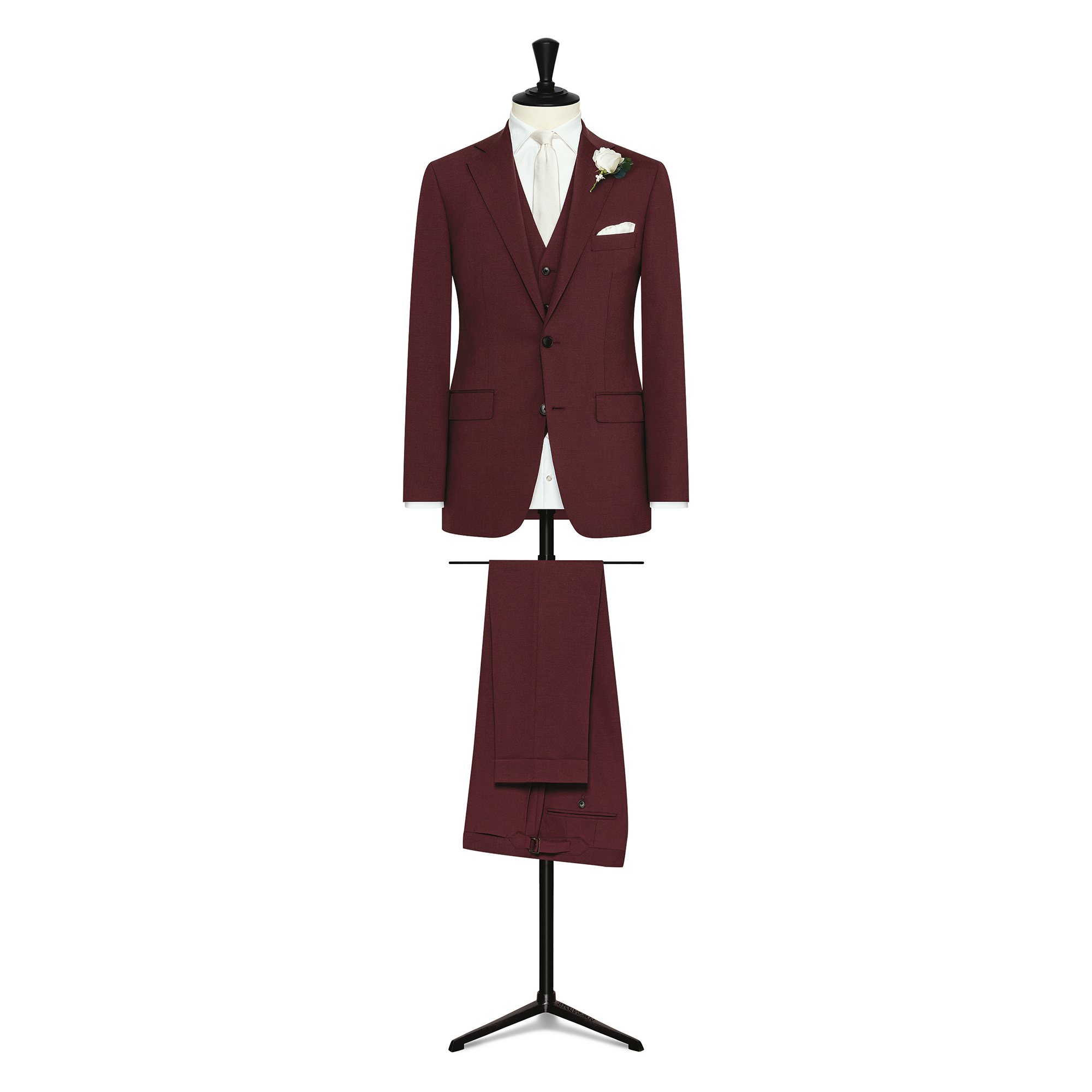 Burgundy Stretch Wool 3-Piece Suit