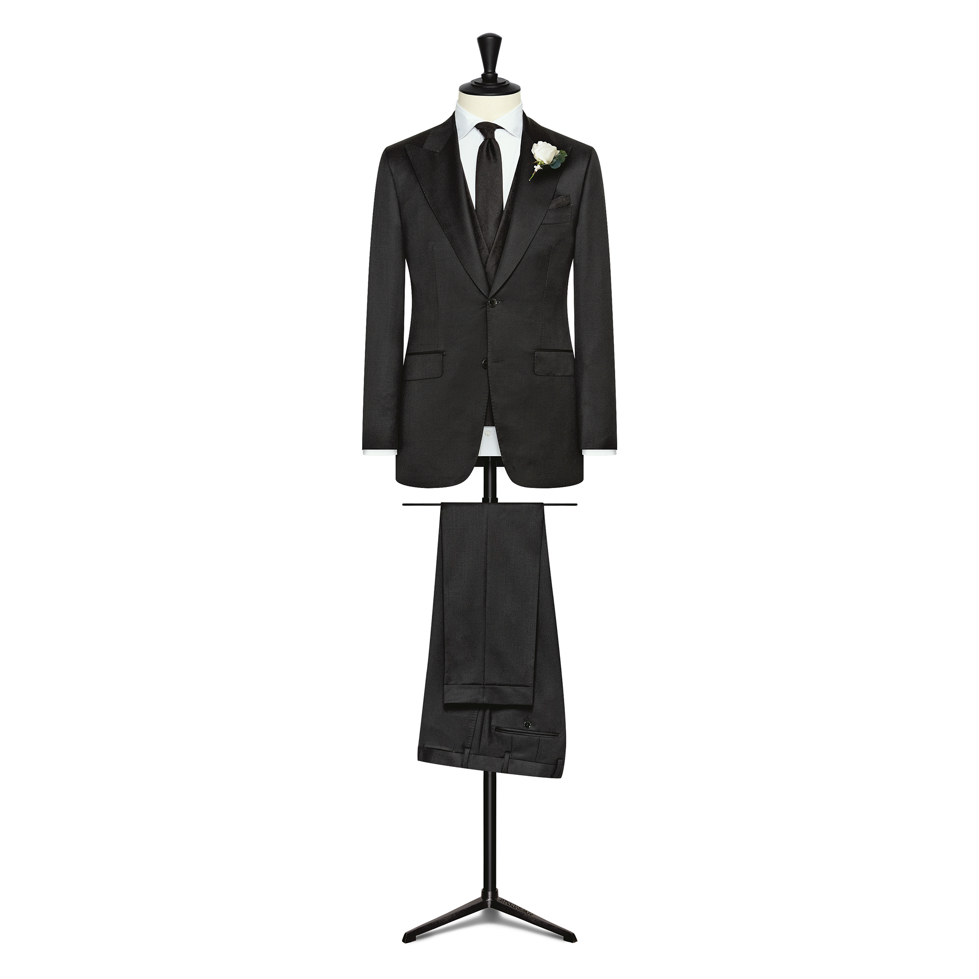 Black Twill Wool-Mohair 3-Piece Suit