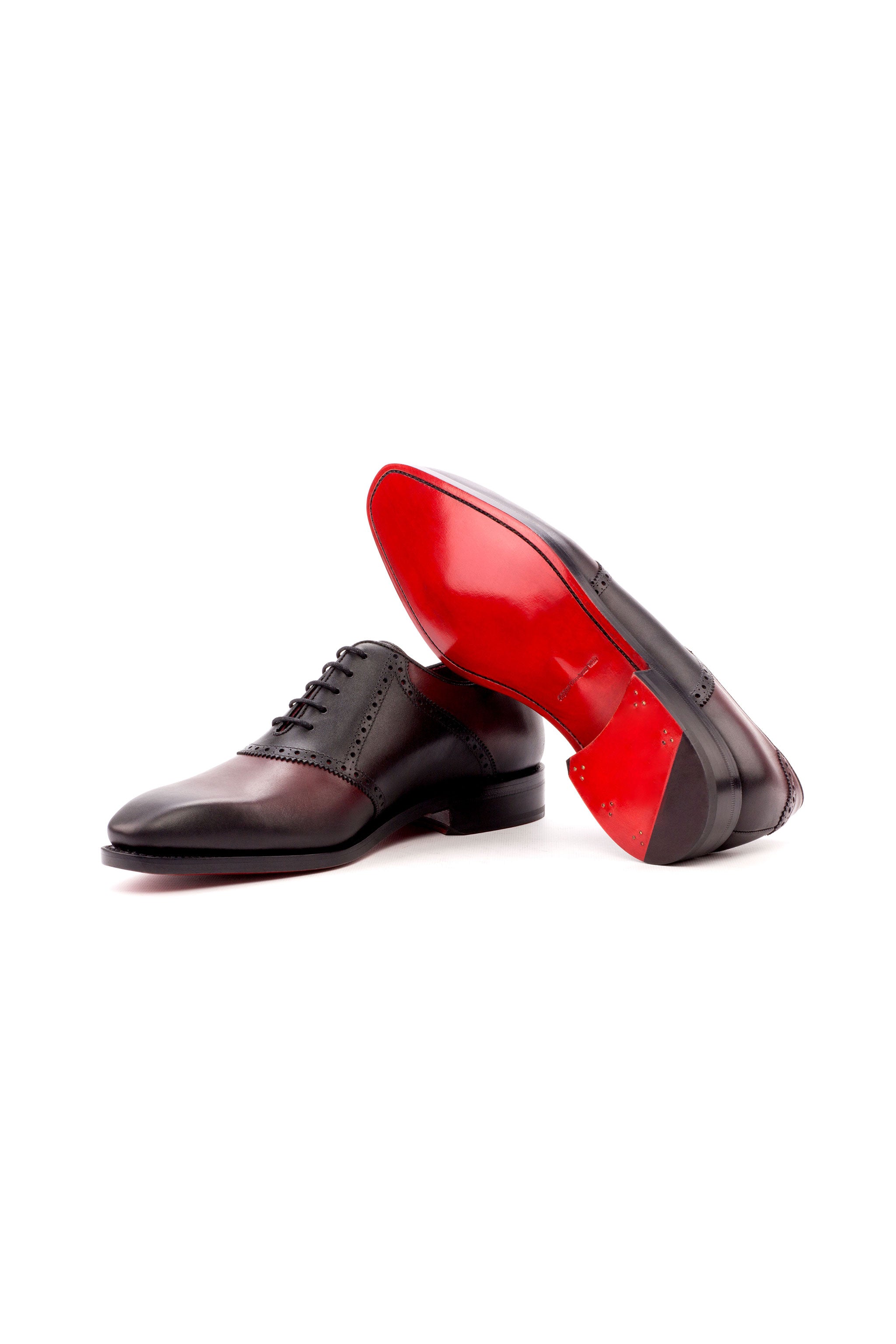 Black Painted Calf + Burgundy Painted Calf Saddle