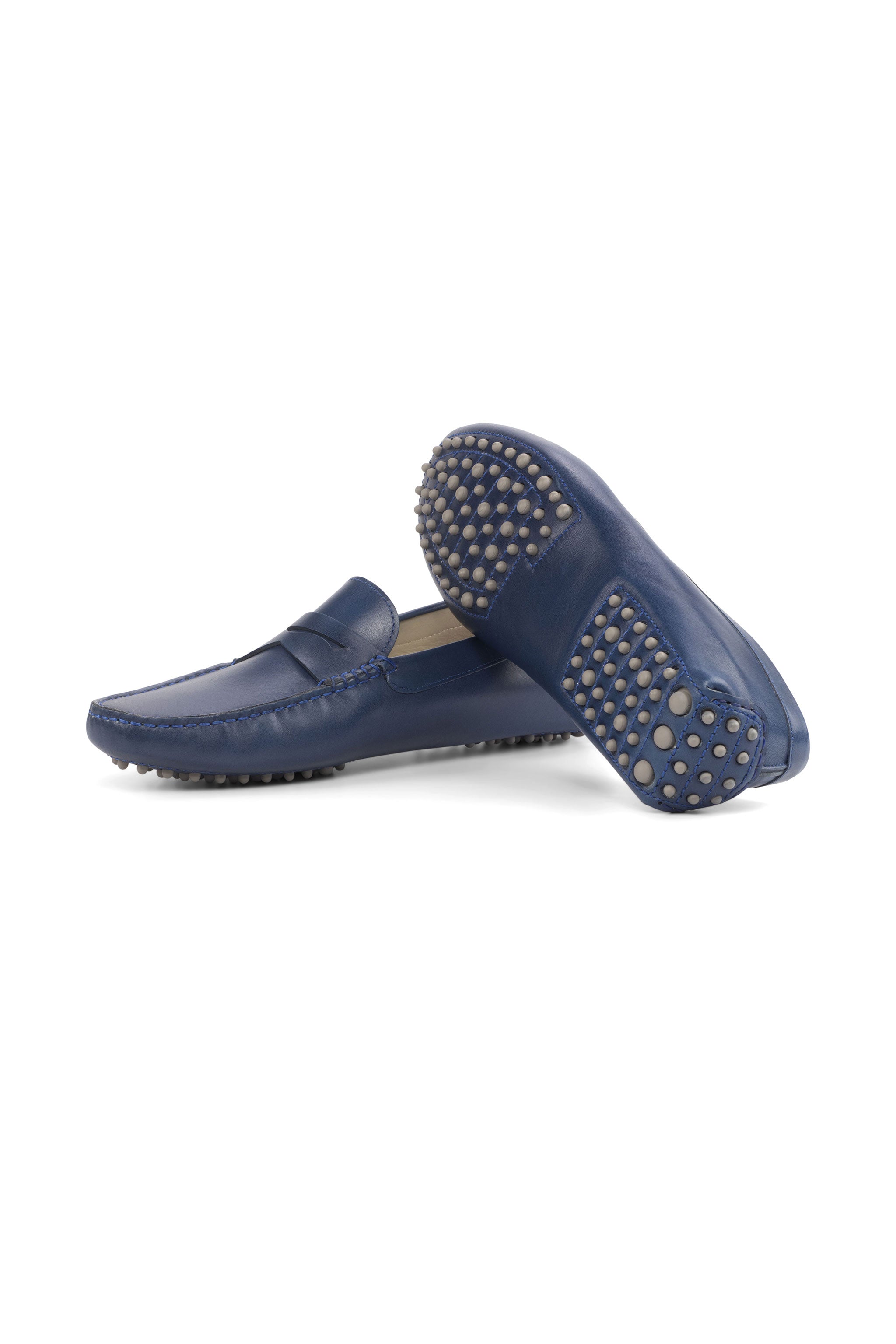 Navy Painted Calf + Grey Gommino Drivers