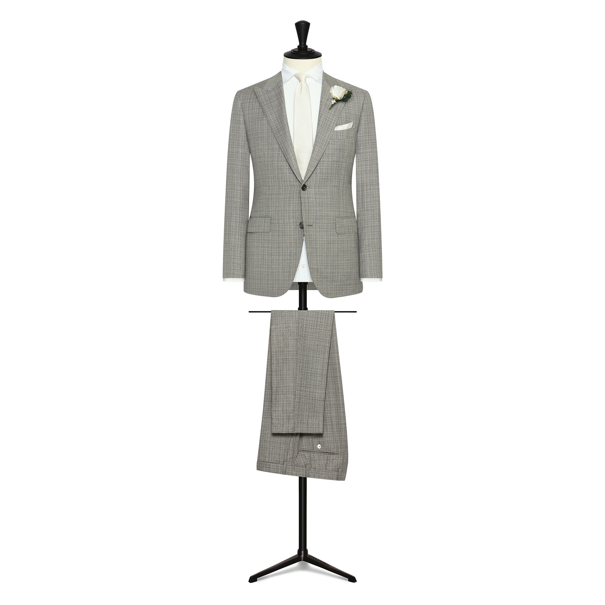 Grey-White Wool Fancy Weave Suit