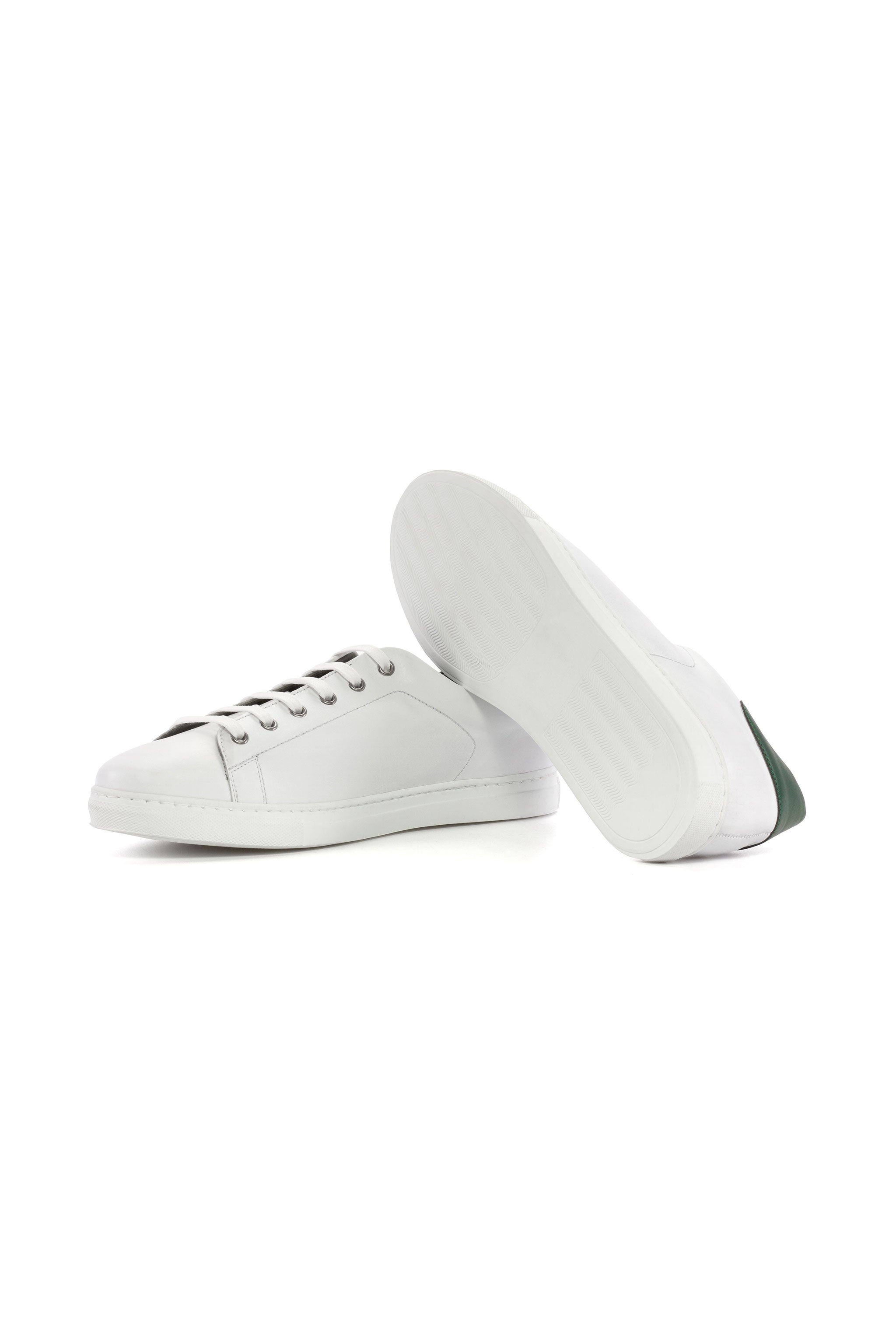White Nappa + Green Vegan Nappa Trainer Sneaker