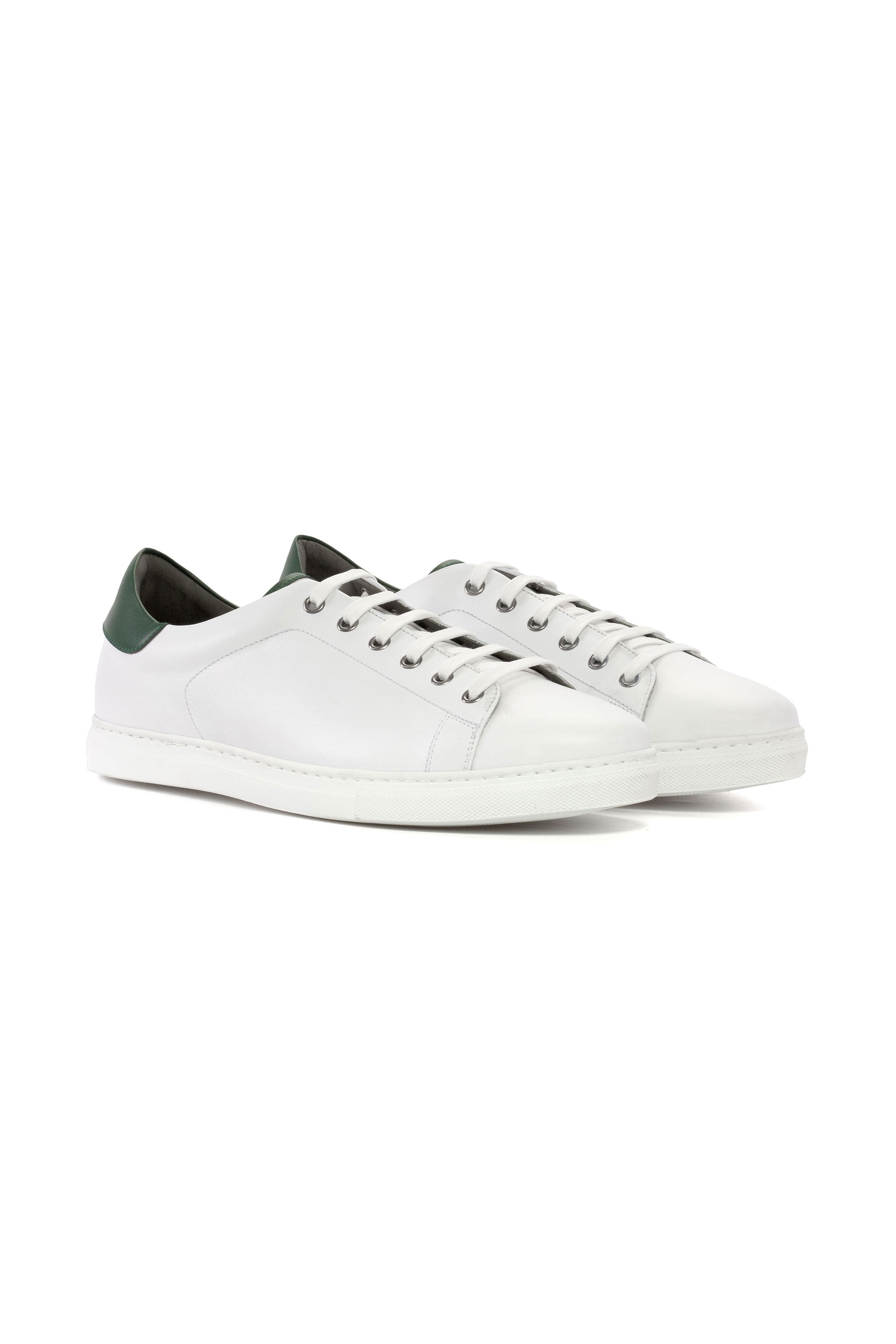 White Nappa + Green Vegan Nappa Trainer Sneaker